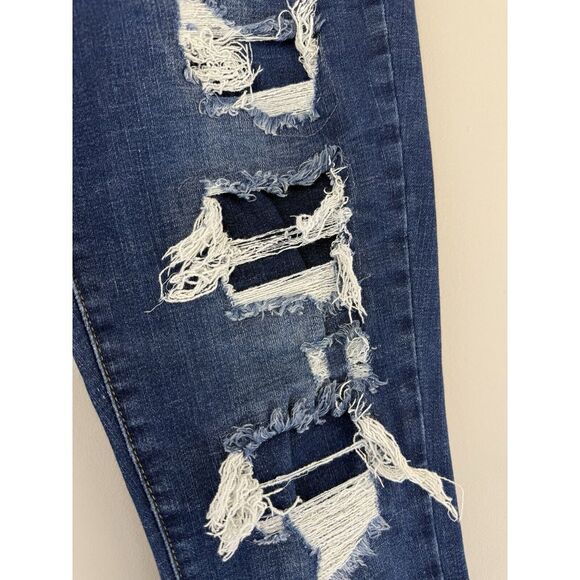 Judy Blue Skinny Fit Jeans Woman's 11/30 Distressed Denim Patched Ankle Blue - Picture 2 of 11